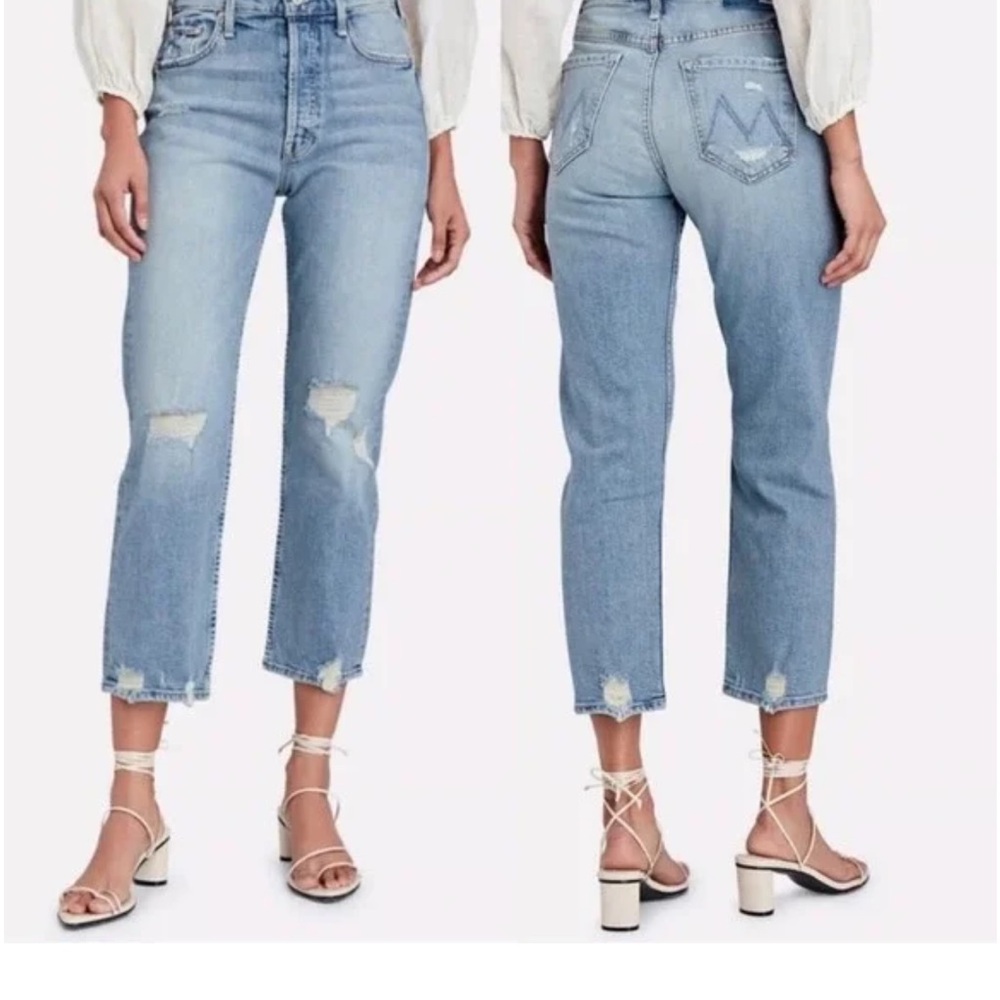 Mother the tomcat Women's Light Blue Distressed Jeans